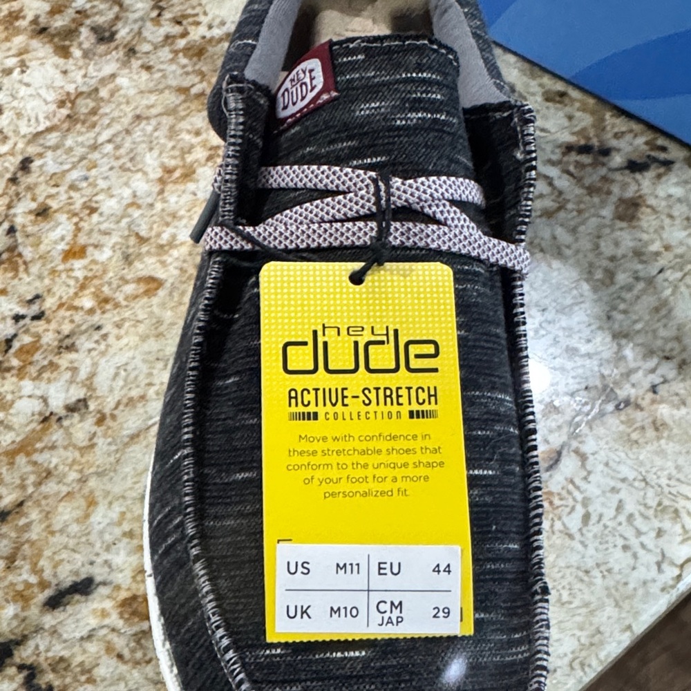 Hey Dude Charcoal and White Active-Stretch Shoes